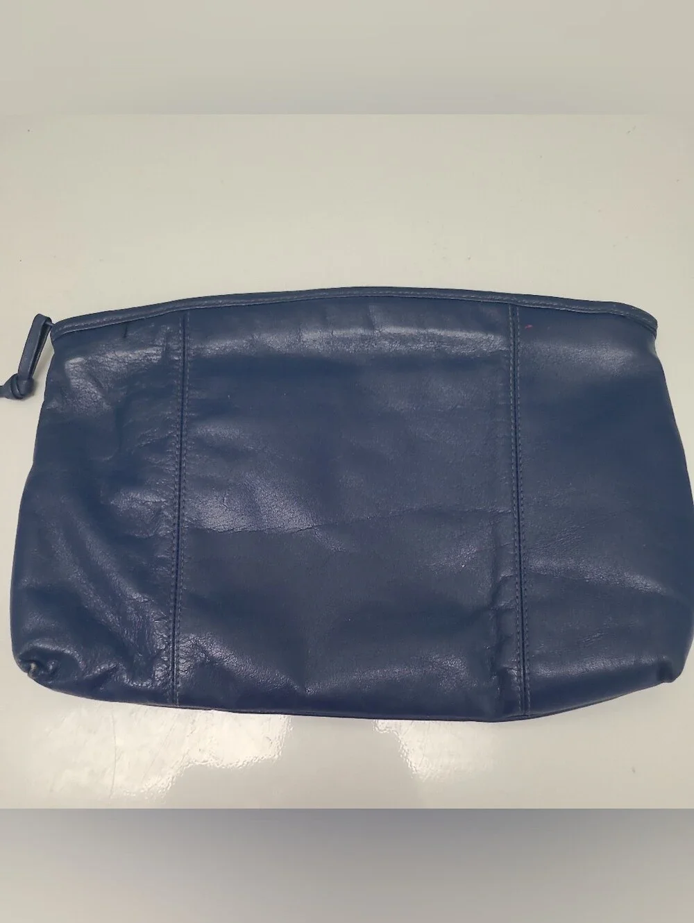 VTG 90's Contessa Dark Royal Blue Leather Clutch, Zippered